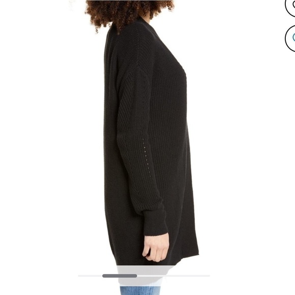 BP Black Women Open Stitch Open front Dropped Shoulder Cardigan, Size Small - Picture 2 of 5